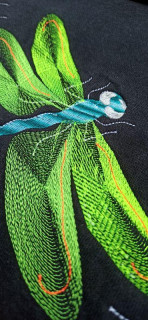 Chlapecká mikina Dragonfly – černá tepláková mikina s klokánkou a neonovou výšivkou vážky, velikost 152 cm (12-13 let)